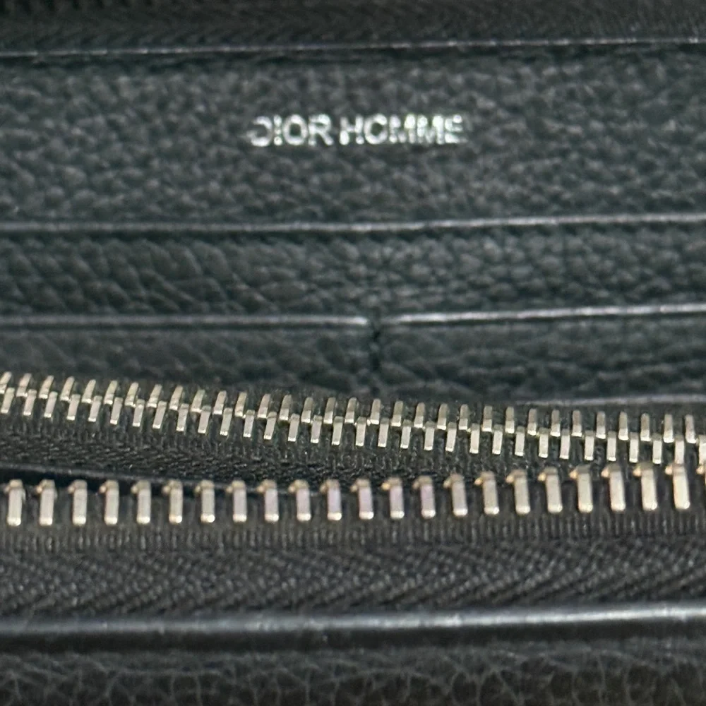 Dior Homme Black Grained Calfskin Long Zip Around Wallet